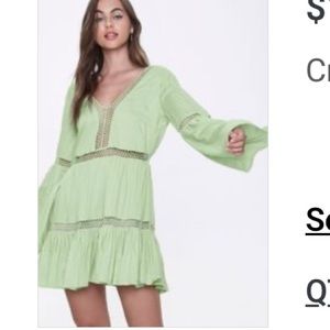 Crochet trim mini dress